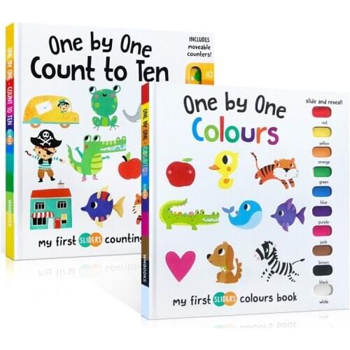 2 Books My first sliders one by one English Educational 3D Flap Picture Books Baby Children Reading Book