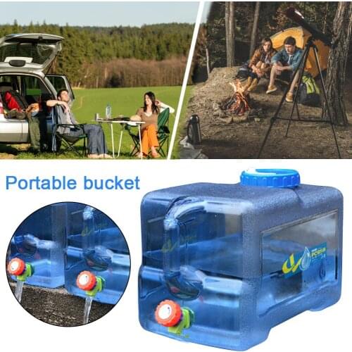 22L Square PC With Hole Cover Thickened With Faucet Self Driving Car With Portable Bucket Outdoor Camping Water Carrier Storage