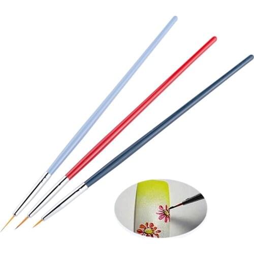 3Pcs Nail Art Line Painting Pen 3D Tips Nail Brush Acrylic UV Gel Brushes Drawing Colorful Line Grid Design Nail Manicure Tools