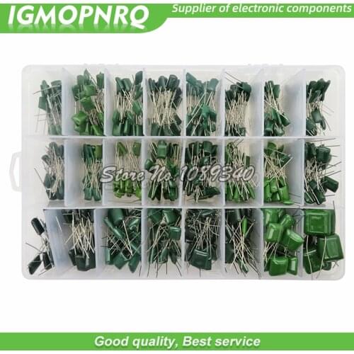 660PCS/lot 24Value Capacitor kit 100V 2A221J to 2A474J Polyester Film Capacitor Assorted Kit 0.47nF 0.68nF 1nF 2.2nF Capacitors