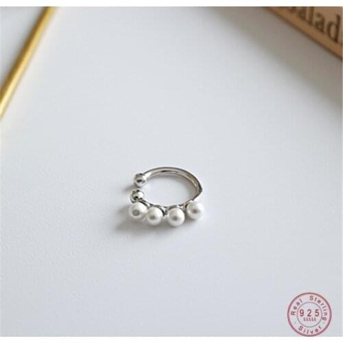 925 Sterling Silver French Simple Inlaid Pearl Ear Bone Clip Women No Pierced Classic Vintage Mothers Day Jewelry Gift