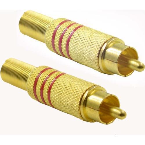 100pcs Audio Connector Plug RCA Jack Audio And Video Cable Connector TV Audio Monitor Terminal Free Welding Gold-plated
