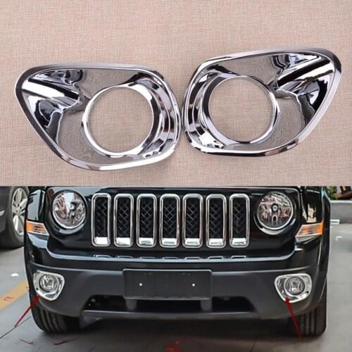 2Pcs/Set Car ABS Chrome Front Fog Lamp Light Cover Trim Fit For Jeep Patriot 2016 2015 2014 2013 2012 2011