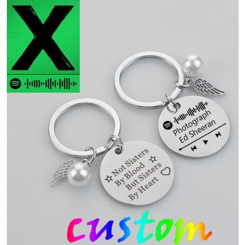 Custom Music Code Keychain Stainless Steel Keyring Engraved Text Letters Song Code Personalized Key Chain Gift for Mom