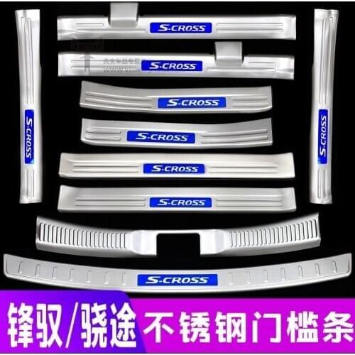 Car shape Stainless Steel Rear Bumper Protector Sill Trunk Tread Plate Trim Car Styling for Suzuki S-CROSS 2015-2018