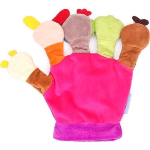 Children Cartoon Finger Hand Puppets Dolls with Music Animals Gloves Toys Baby