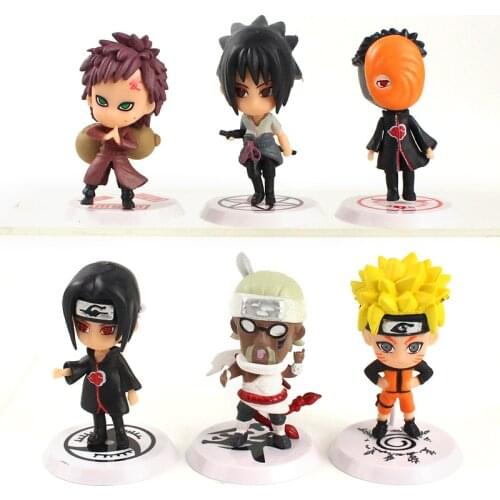 6pcs/Set 7cm Naruto Shippuden Anime Sasuke Uchiha Itachi Obito Gaara PVC Action Figure Mini Model Toy Doll Kids Gift Brinquedos