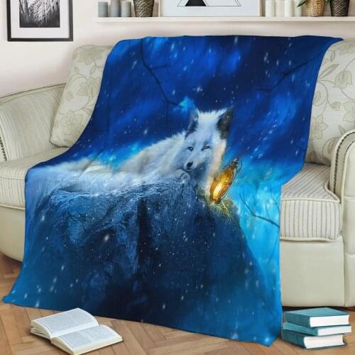 Animal Fox Flannel Throw Blanket 3D Printed Keep Warm Sofa Child Blanket Home Decor Textiles Dream Family Gift