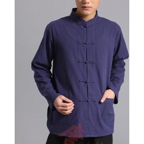 Chinese shirt Spring Men Cotton Traditional blouse Long sleeve Tang Kongfu