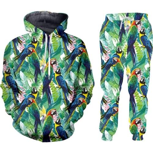 3D Print Suits Men Sets Animal Bird Parrot Film Clown Funny Harajuku Winter Unisex 3d Tracksuit Jacket Sweatsuit ZIP Hoodies