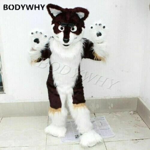 Halloween Outdoor Party Husky Dog Wolf Fursuit Furry Costume Mascot Costume Wolf Suit Cosplay Party Fancy Dress Outfits Parade