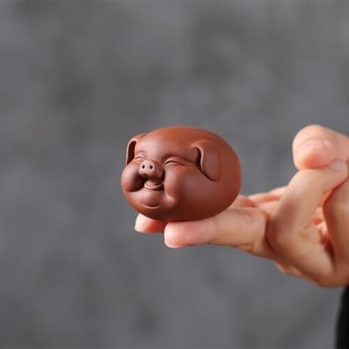 Creative Lucky Pig Tea Play Purple Clay Lovely Pig Ornament Small Tea Pets Boutique Tea Table Decoration Accessories