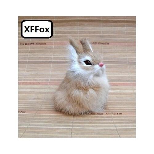 Small cute real life rabbit model plastic&furs yellow rabbit doll home decoration gift about 12x8cm xf1948
