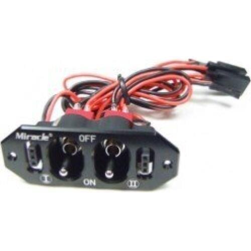 Miracle Twin Power Switch with Cables with Futaba / JR Connector for RC Model Airplane Black Color