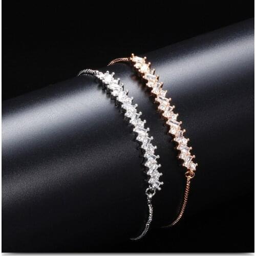 Fashionable simple stainless steel bracelet bangle inlaid crystal zircon stainless steel chain opening adjustable bracelet