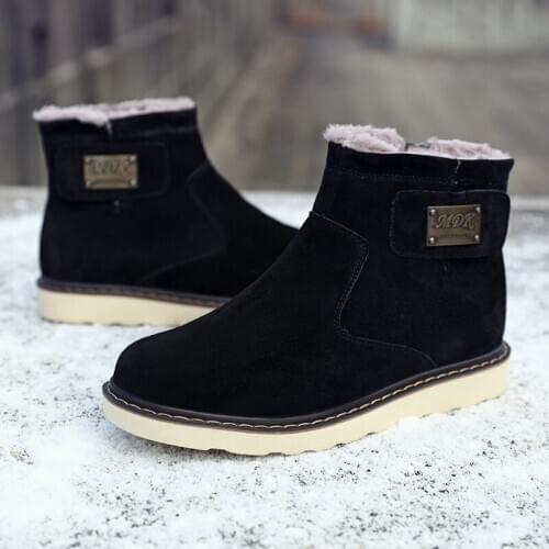 New Brand Autumn Winter Mens Boots Outdoor Warm plush Snow Boots Leather Ankle Boots Fashion Motorcycle Boots Working Men Shoes