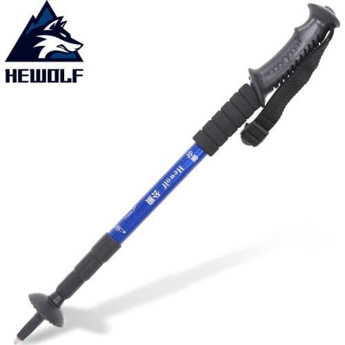 Outdoors Four-section Telescopic Aluminum alloy Folding Straight handle ultra light Trekking Poles Walking Sticks Hiking