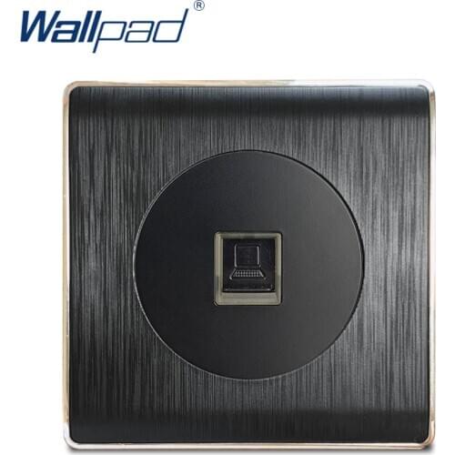 Wallpad DATA RJ45 Ethernet COM CAT6 Wall Socket Electric Outlet Black PC Brushed Panel For Home