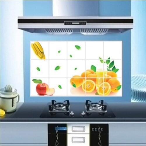 New large high temperature aluminum foil stove tile anti-oil dirt kitchen orange fruit oil stickers