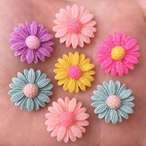 New 20pcs Resin 20mm Gold Powder Daisy Flatback Stone Scrapbooks Wedding DIY R89*2