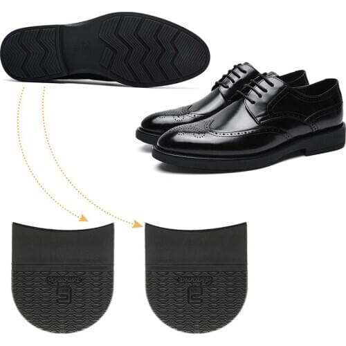 One Pair Rubber Glue Heels on Sole Anti Slip Shoe Repair DIY Replacement Black Thickness 6.5mm Shoe Accessories