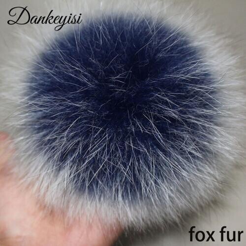 DIY Hot Big Fox Fur Pom Poms Natural Fur Pompom Fluffy Pompon Ball Fur Pom Poms For Knitted Hats Caps Beanies Keychain Bag Scarf
