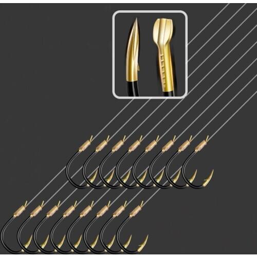 Steel fish hook high carbon carp hook Japanese-style seawater fishing Ansuo line binding line 45CM Fishing hook 10 pairs / bag 1