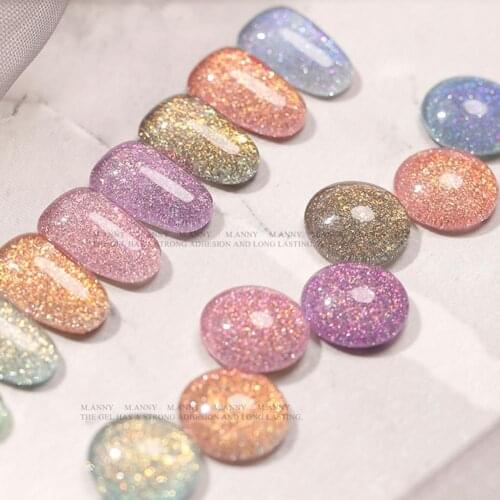 Nail Polish Reflective Multi-colored Universal Glitter Gel Nail Art Polish for Female Silver Variety Glue Nail Art Shiny Nail Ar