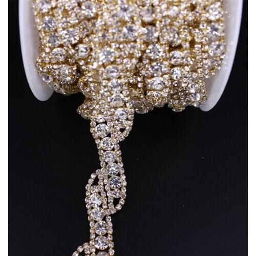 Rhinestone Chain Trim with Crystals for Wedding Dress Belt Bridal Headpiece or Jewelry Making Shoes Bags Garment Costume