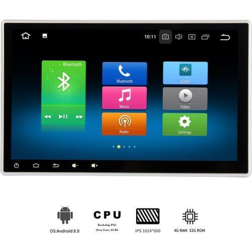 2 din Android 10.0 Universal Head Unit for Nissan Honda Hyundai Radio 8-Core 4GB Ram 10.2" IPS Screen DVD Player TDA7850 MP4