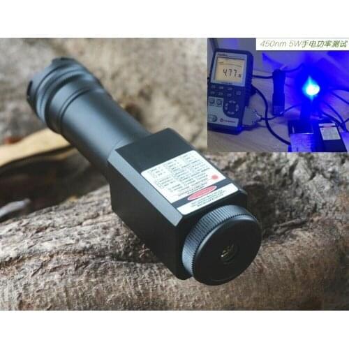 Waterproof 450nm 5000 Laser Pointer Blue Focusable Dot Visible Beam Flashlight Torch