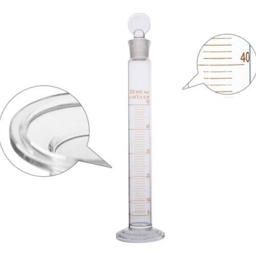 High quality 50ml Laboratory Measuring cylinder with Stopper and Scale High borosilicate 3.3 Glass Measuring Cup Lab Supplies