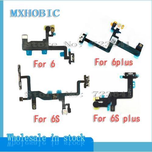 10pcs/lot Power On Off Flex Cable for iPhone 6S Plus 6 6plus Volume Button with Metal Bracket Silent Mute Control Switch Ribbon