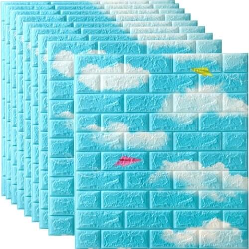 10pcs 3D Wall Sticker 70*77cm Imitation Brick Bedroom Decoration Waterproof Self Adhesive Wallpaper for Living Room TV Backdrop