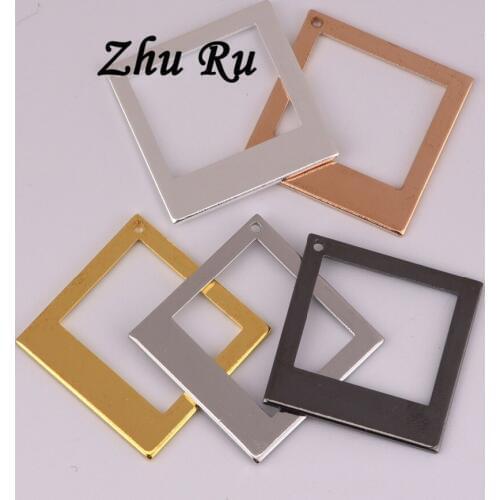 10pcs ZHU RU 20mm Quadrilateral frame window box shape Charms Pendant For costume jewelry Making Diy Decorative Charm