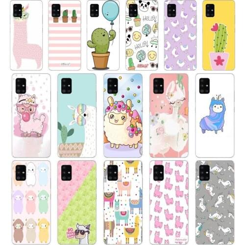 103AA Cute Llama Alpaca Animals Cartoon Soft Silicone Tpu Cover phone Case for Samsung Galaxy A31 A41 A51 A71 A40 2019 Case