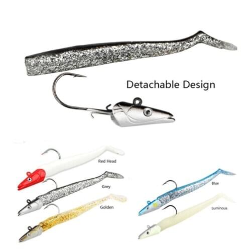 11cm10g Glow Eel Soft Lure Wobbler Artificial Bait Silicone Sea Bass pike Rockfish Grouper Carp Fishing Lead Jig Head Tackle