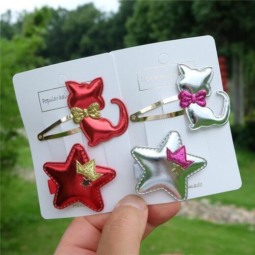 2pcs/set Cartoon Cat Kid Hair Clip Shiny Swan Hairpin Girl Pearl Crown Barrette Princess Headwear For Child Baby Hair Accessorie