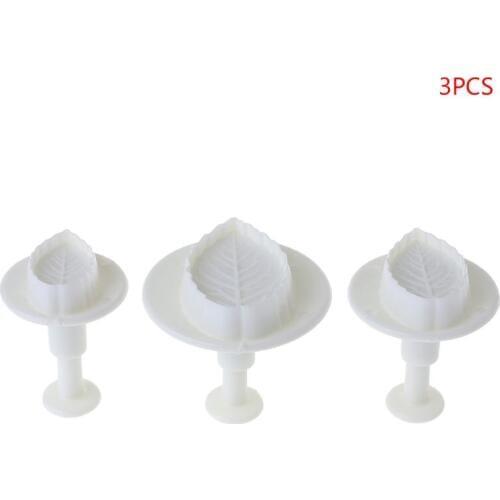 3Pcs/Set Rose Leaf Leaves Plunger Cutter Set Cake Fondant Decorating Sugarcraft Mold