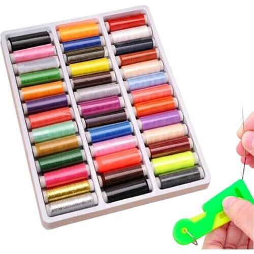 39Pcs Multicolor Household Hand Machine Polyester Yarn Sewing Thread Roll Machine Hand Embroidery DIY Clothing Craft Sewing Kit