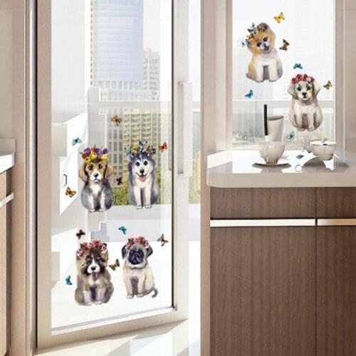 3D Hand-Painted Living Room Childrens Room Wall Decoration Simulation Puppy Animal Waterproof Wall Stickers