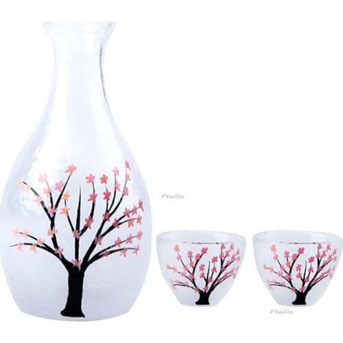 50-250ml Creative Matte Hand Painted Plum Bar Vodka Sake Shochu Whiskey 1 Decanter 2(4) Cups Drinkware Hip Flasks Shot Glass
