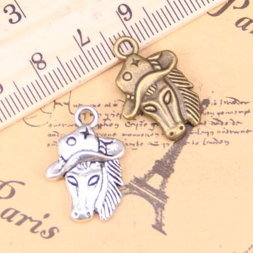 10pcs Charms horse in cowboy hat 23x16mm Antique Pendants,Vintage Tibetan Silver Jewelry,DIY for bracelet necklace