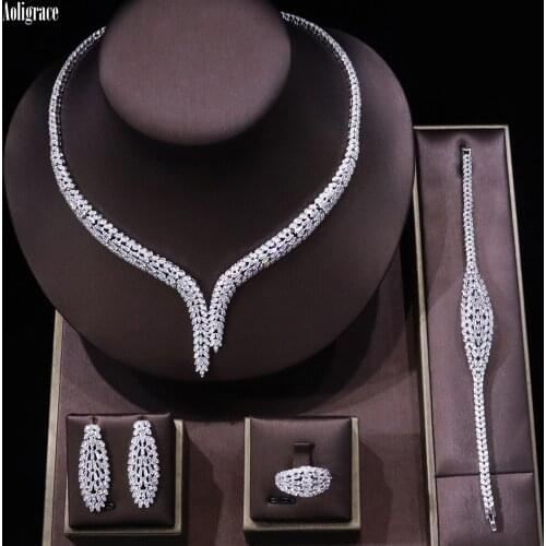 5A Full Cubic Zirconia Jewelry Set for Women Dubai CZ Crystals Birthstone Jewelry Gifts for Party/Anniversary Day/Birthday