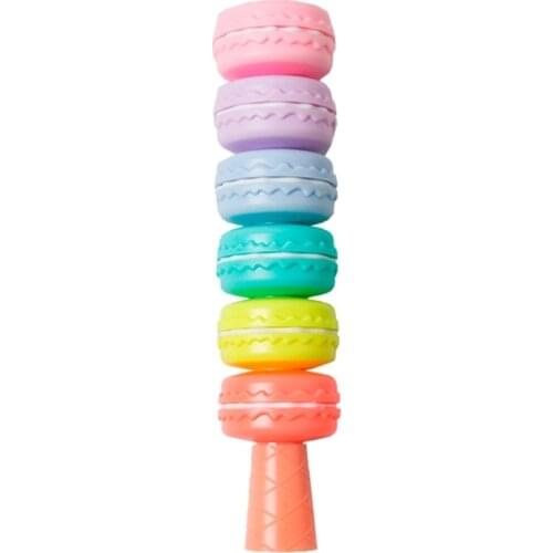 6 Pcs Cute Macaron Highlighter Detachable Combinable for Underlines Highlighting
