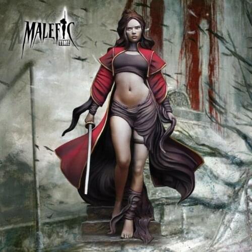 75mm Scale Fantasy Female Warrior Unpainted Resin Model Kit Figure Free Shipping