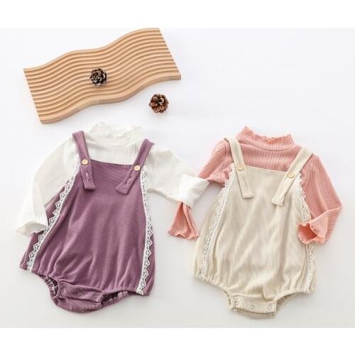 8654 Newborn Clothes Elastic Corduroy Suspender Romper Autumn New 2021 Baby Girl Cute One-piece Clothes Climbing Clothes