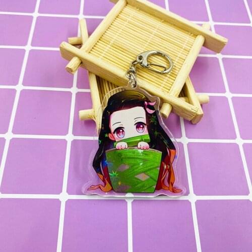 Anime Demon Slayer Keychain Brinco Blade Of Ghost Key Chain Kamado Tanjirou Cosplay Keyrings Arcylic Pendant For Kids Accessory