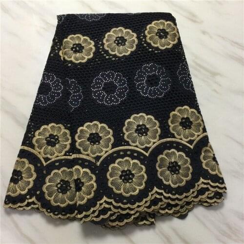Black Nigerian African Lace Fabrics 2020 High Quality Swiss Voile Lace In Switzerland With Stones Eyelet For Party Sewing Party