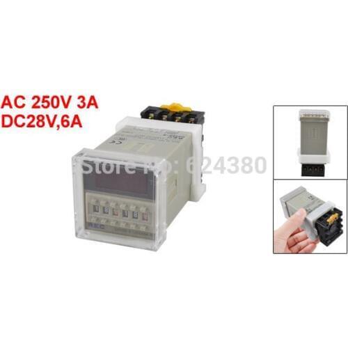 DH48S-S Digital Timer Time Delay Relay 110V 220V 380V AC 24V 12V DC 0.01S - 99H 99M 8 Pins w Base Socket